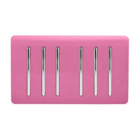 ART-SS66PK  6 Gang 2 Way 10 Amp Rocker Twin Plate Pink